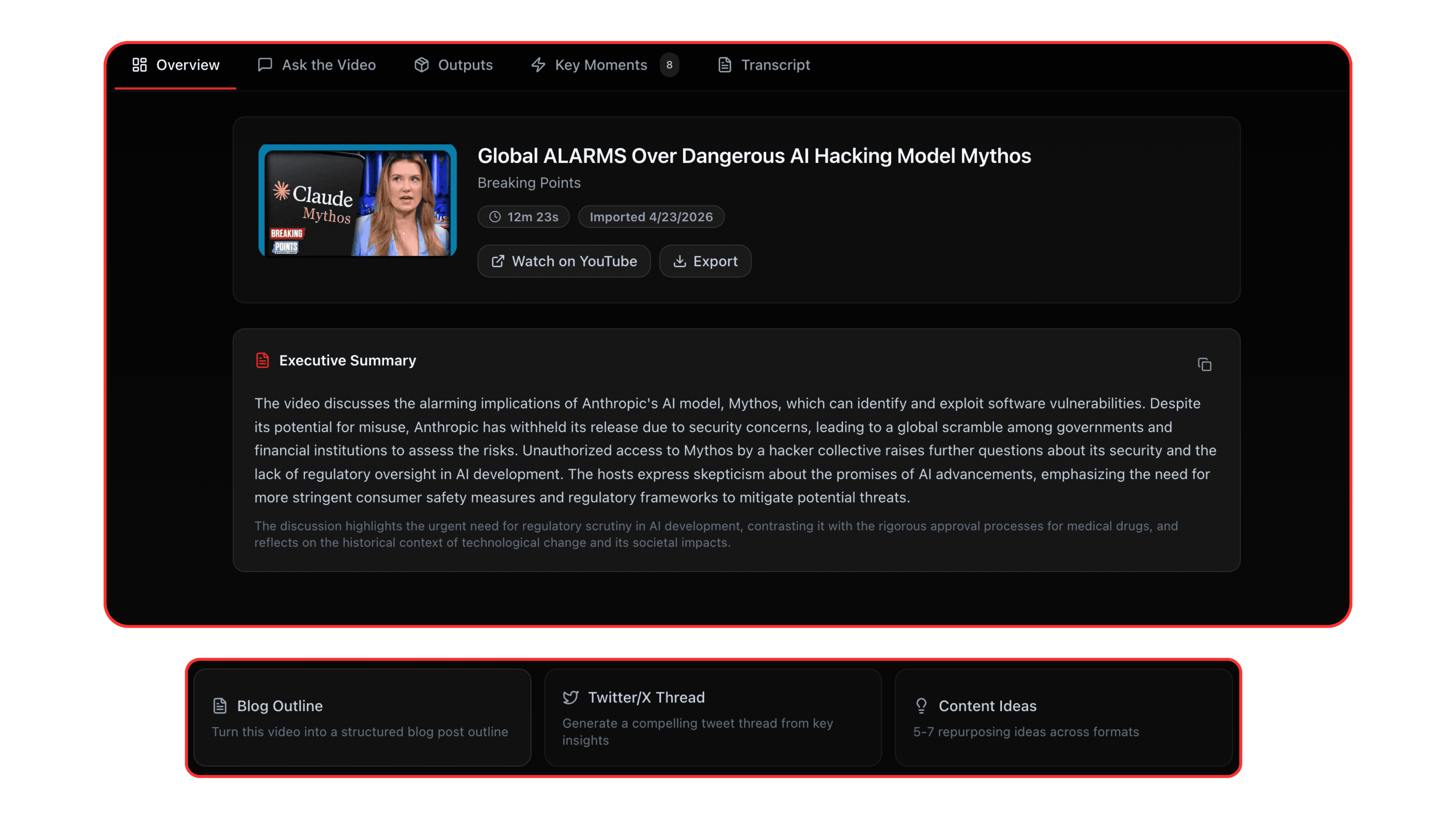 VideoIntel Product Screenshot